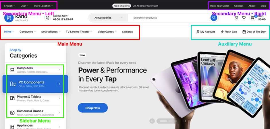 Nav Menus - Locations