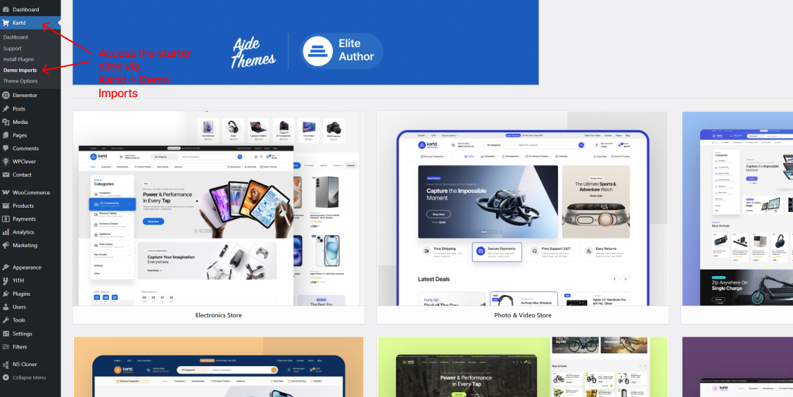 Install starter site (demo).